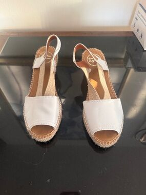 White Espadrille Slingback Sandal with Peep Toe